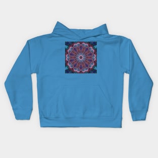 Liquified Fractal Art Abstract Kaleidoscope Flower in Pink, Purple, Blue, Green and Aqua Kids Hoodie